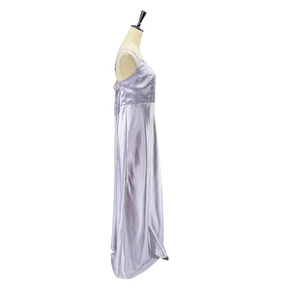 Birdy Grey Plus Kensie Dusty Lilac Purple Satin Strappy One Shoulder Maxi Dress - Picture 4 of 16
